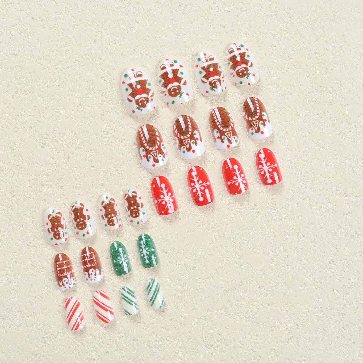 Christmas Gingerbread Man and Chocolate House Nails, Festive & Removable