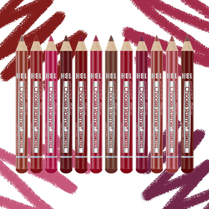 12-Color Matte Lip Liner - Long-Lasting, Velvet Finish