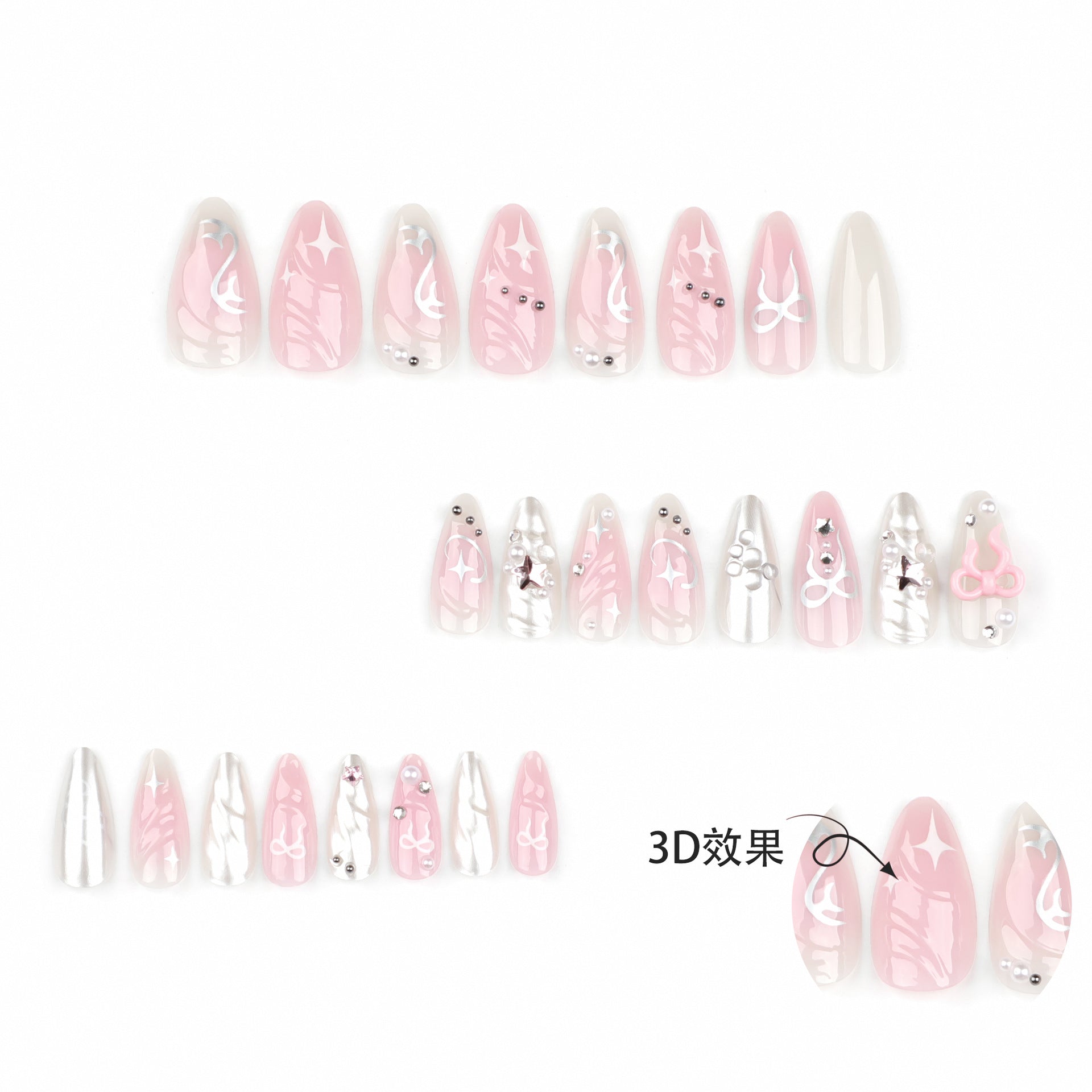 Sweet Pink Blush 3D Bow Nail Tips