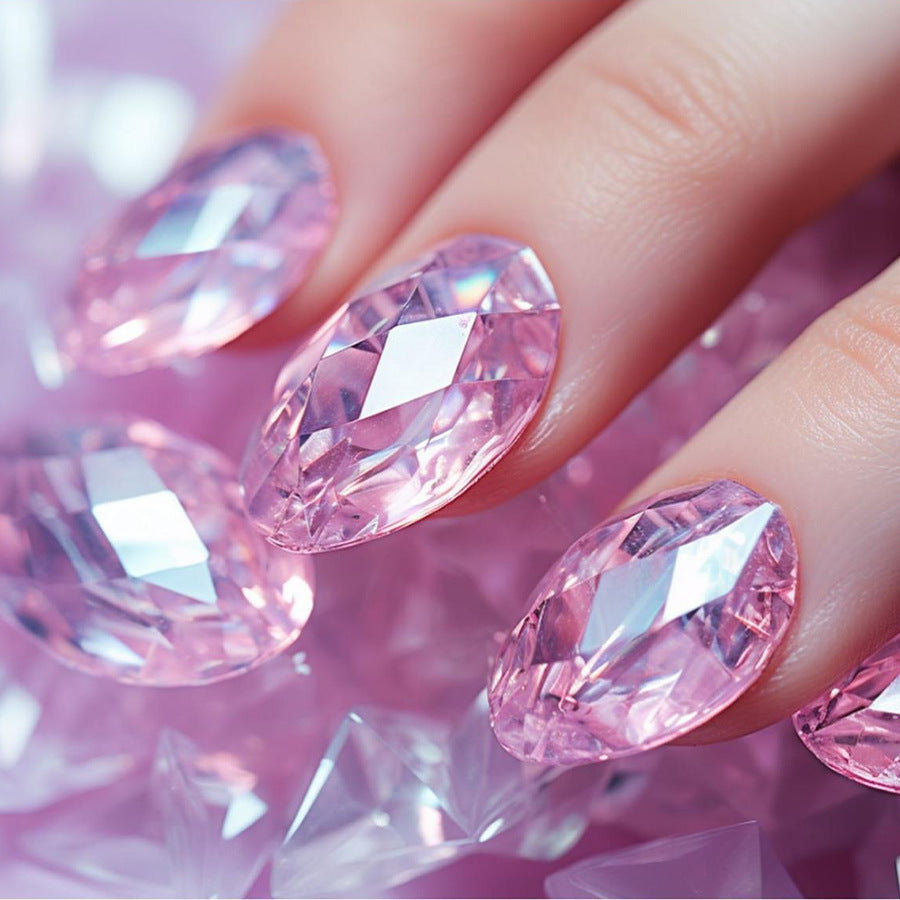 Almond Nail Tips with Crystal Ombre, Ins Style