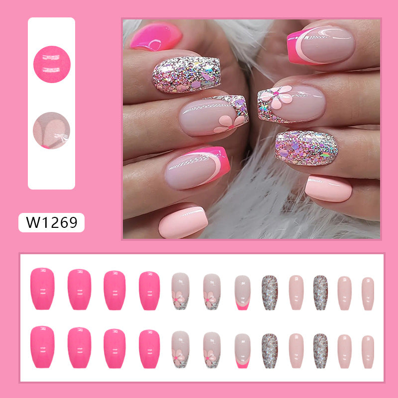 Shiny French Ballet Nails, Rose Pink, Sweet and Cool