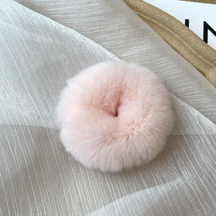 Real Rabbit Fur Hair Tie Winter Fashion Accessory