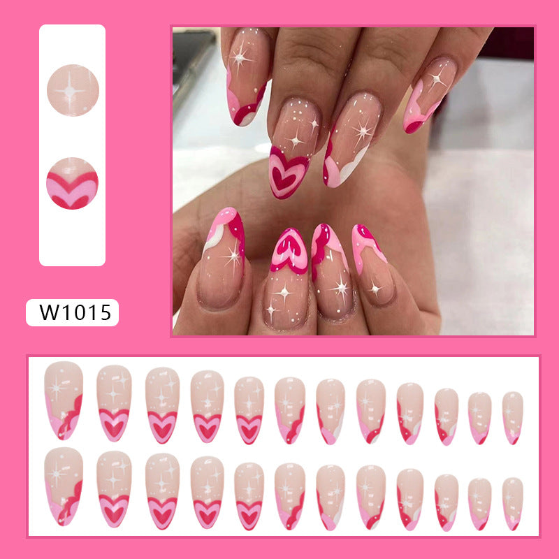 Sweet Almond Nails, Rose Red Heart Waves, Playful and Chic