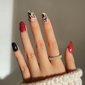 Christmas Press-On Fall Nails Set with Nail Tips