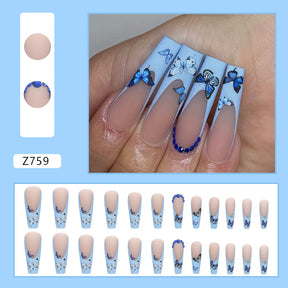 Ballet Nails with Glitter and Diamonds: 24-Piece Sparkly Fall Nail Wraps