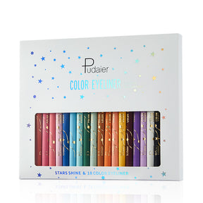 18-Color Waterproof Eyeliner Pencil, Smudge-Proof and Long-Lasting