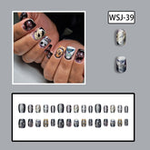 30-Piece Halloween Crystal Cat Eye Cartoon Bride Nails