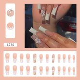 24pcs Long Ballet Style Wearable Nail Stickers for Practice & Removal