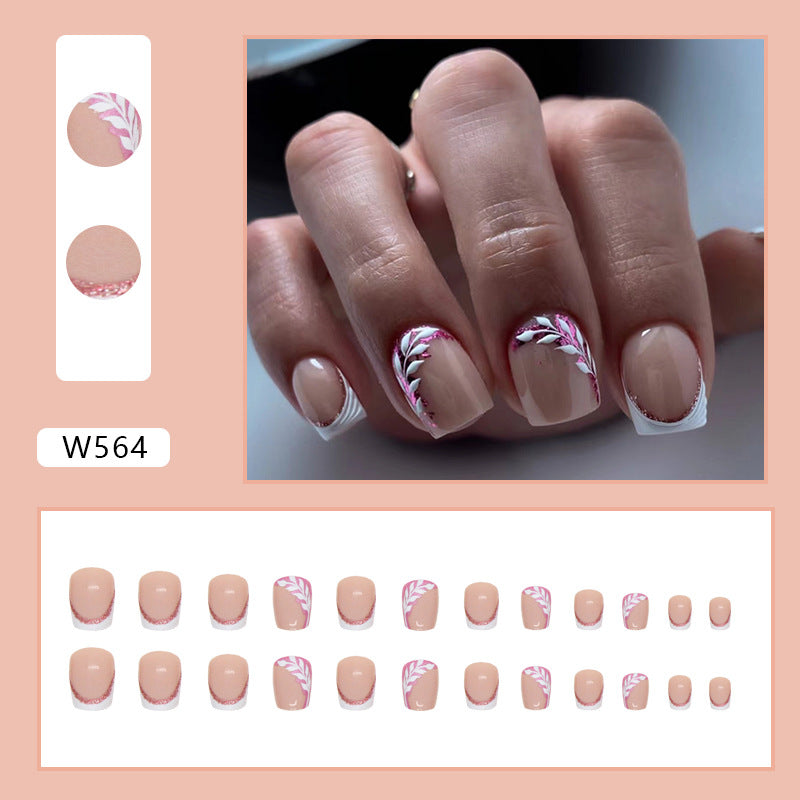 Colorful Flower Fall Nails Matte Finish 24 Pieces