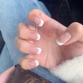 Simple Short French White Nails - Removable (24-Piece)