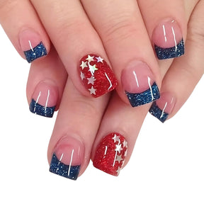 4th July Star Blue Edge Handmade Nail Stickers