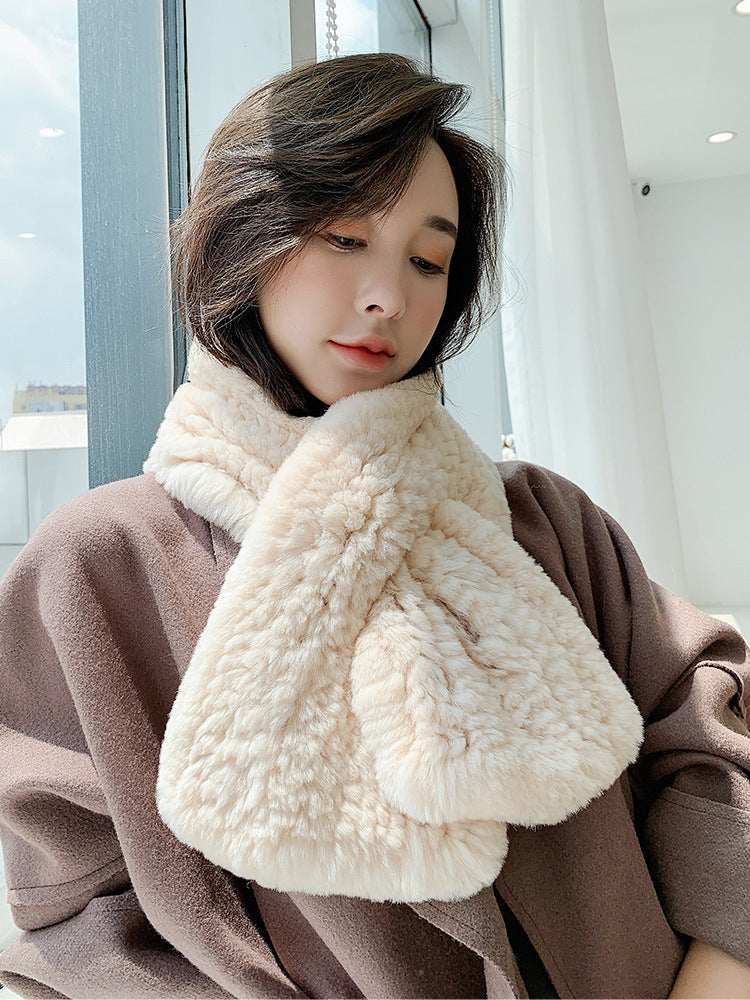 Wide Real Rabbit Fur Scarf - Cozy Winter Accessory