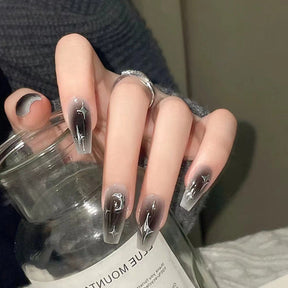 Dark Edgy Nail Art - Silver Moon & Stars Stickers