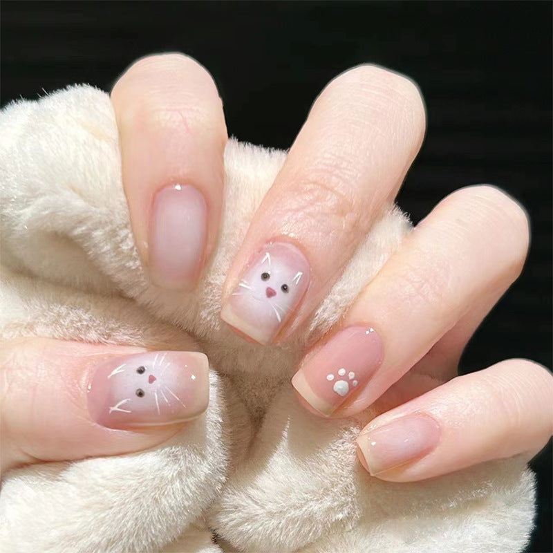 Cute Cartoon Cat Claw Nails, Versatile Style, 24 Pieces