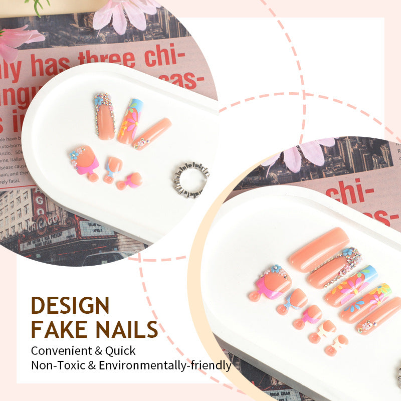 Tropical Floral Hand & Foot Nails Set