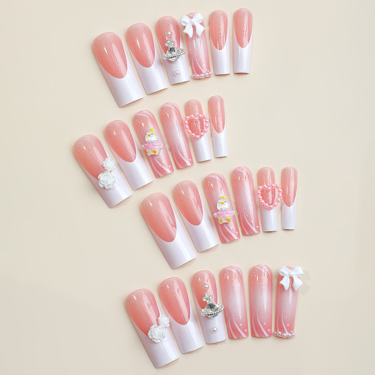 Pink Heart Magic Castle Removable Nail Tips