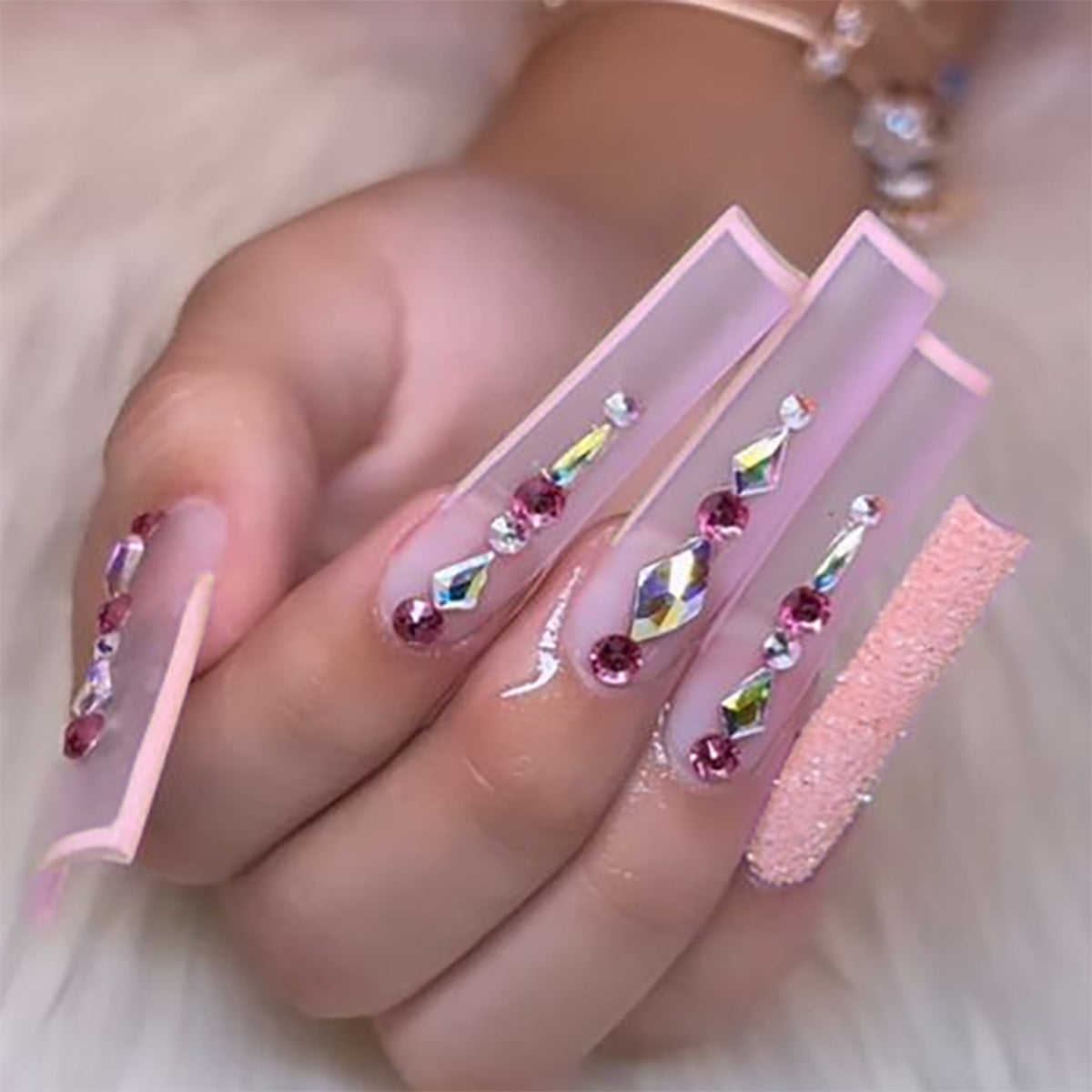 Pink Flash French Nail Tips, Wearable Extensions