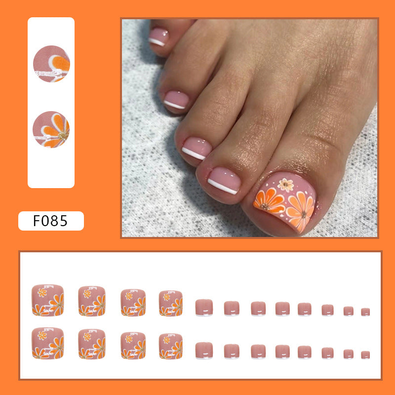 Simple Cute Flower Nails, Summer Orange Yellow, Flattering and Fresh