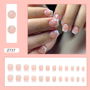 Ballet Nails with Glitter and Diamonds: 24-Piece Sparkly Fall Nail Wraps