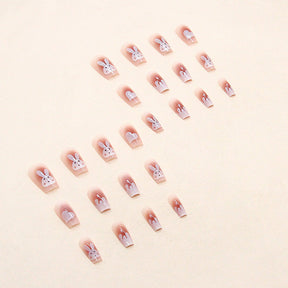 Cute INS Flash Powder Blush Nails, New Year Rabbit Design