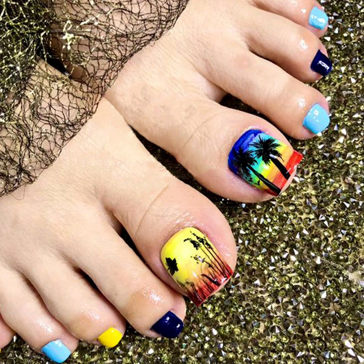 Summer Coconut Tree Butterfly Beach Toe Nail Tips