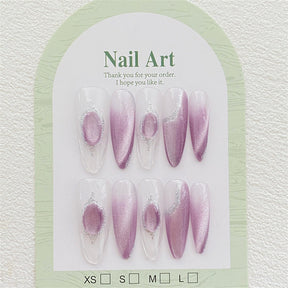 Chic Handmade Gradient Light-Catching Cat Eye Fall Nails, Trendy and Versatile Nail Patches