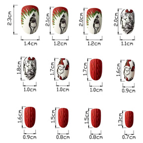 Christmas Black Red Grinch Cartoon Oval Matte Nails