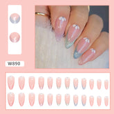 Multicolor French Aurora Glitter Flower Nails Sweet Girl Euro Export Fake Nails