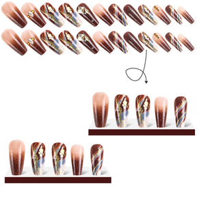 Brown Gradient Sparkly Diamond Nail Tips