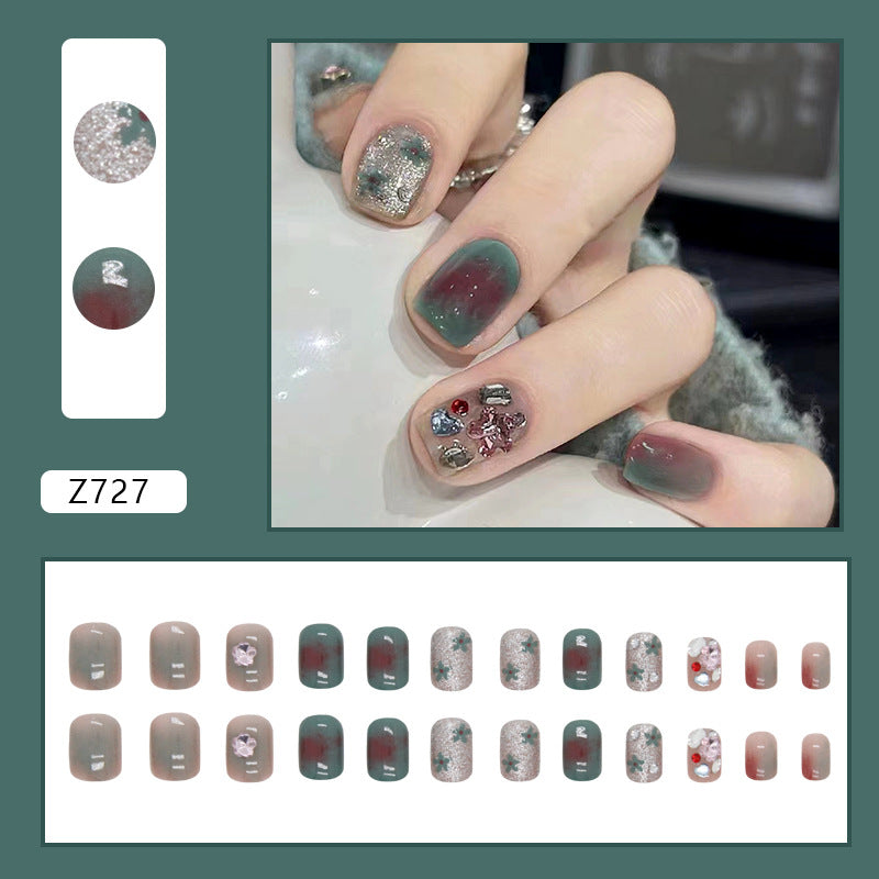 Ballet Nails with Glitter and Diamonds: 24-Piece Sparkly Fall Nail Wraps