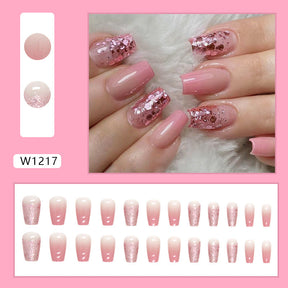 Chic Floral Fall Nails Light Luxury Ins Style 24 Pieces