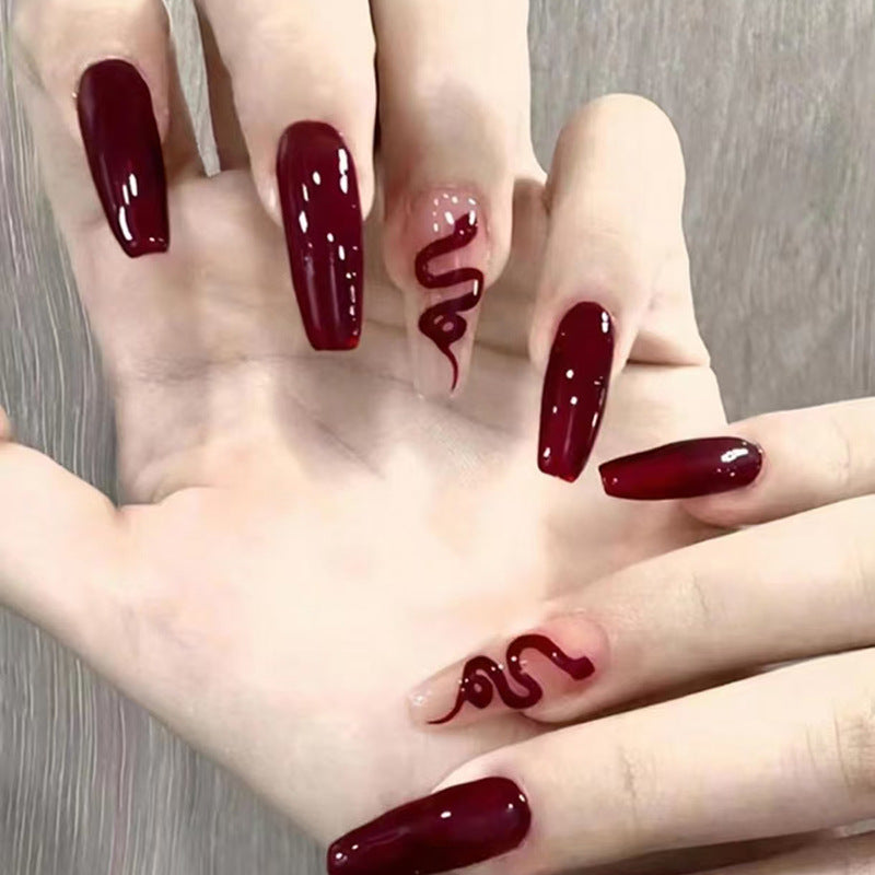 Chinese Style Snake Fall Nails 24 Pieces