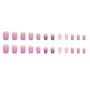 Light Grape Purple Gradient Nails, Medium Length Square, Sweet and Ins Style