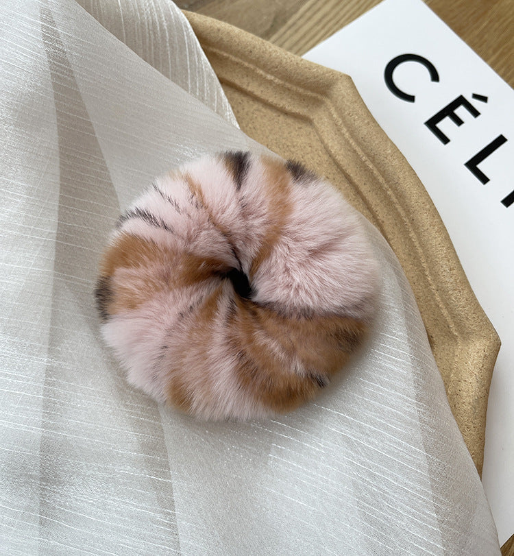 Real Rabbit Fur Hair Tie Winter Fashion Accessory