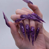 Purple Magic Mirror 3D Fall Nails for Halloween 2024