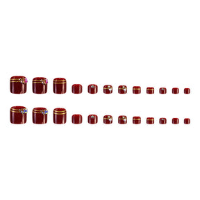 Red Diamond Inlaid Fall Toe Nails 24-Piece Whitening Set