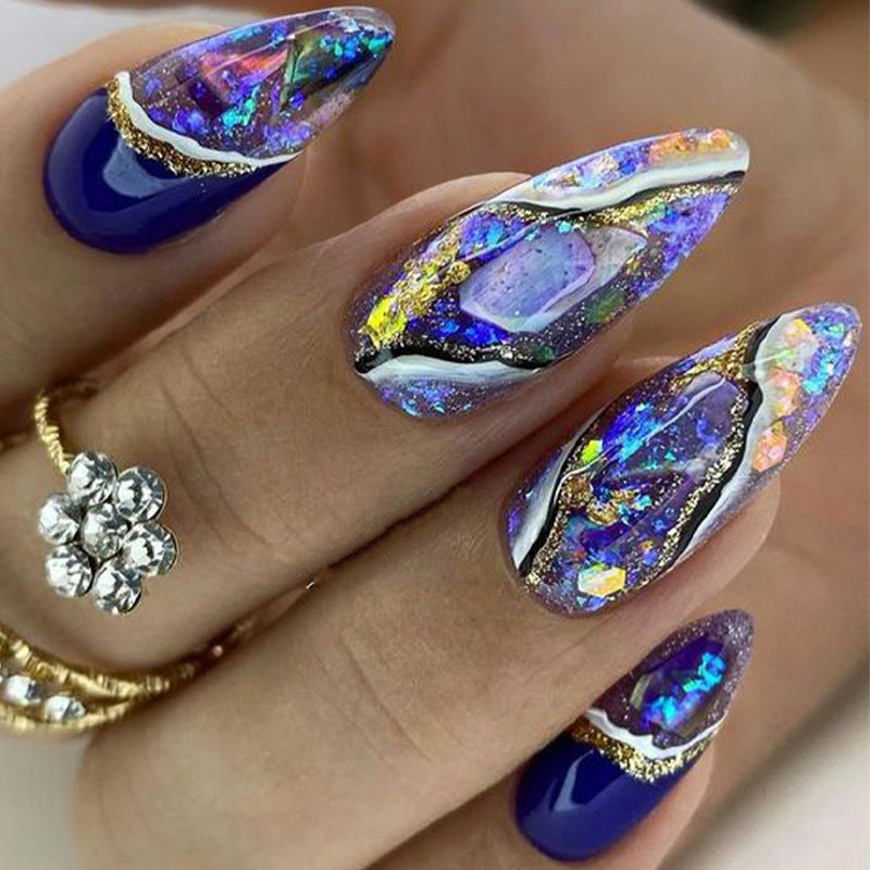 Amber Pattern INS Style Almond Nail Tips