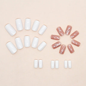 Mid-Length Square Pearlized Nails, Soft and INS Style