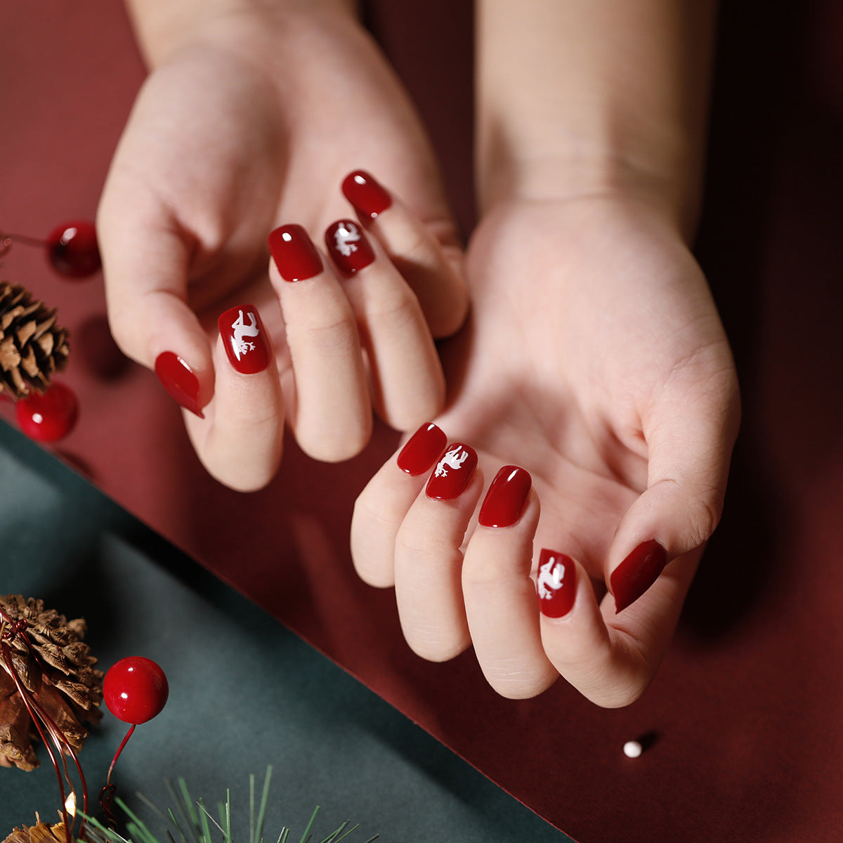 Christmas Nail Wraps, Detachable Flat Nail Extensions