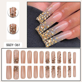 Extra Long Multi-Diamond Gold Nail Tips, Removable