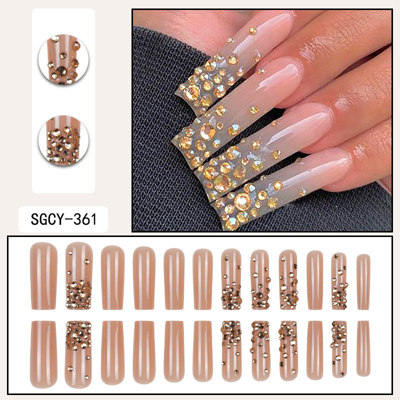 Extra Long Multi-Diamond Gold Nail Tips, Removable