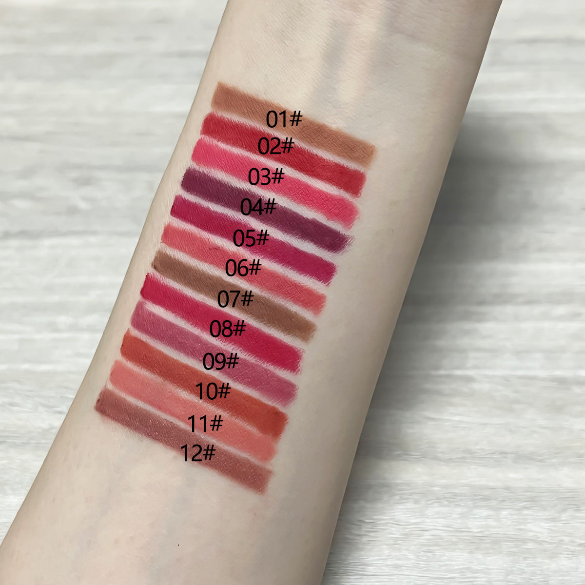 12-Color Wooden Lip Liners - Matte, Long-Lasting