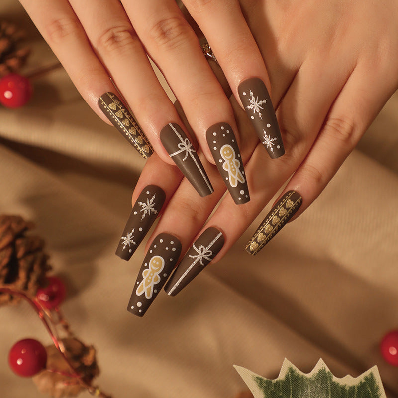 Christmas Press-On Fall Nails Set with Nail Tips