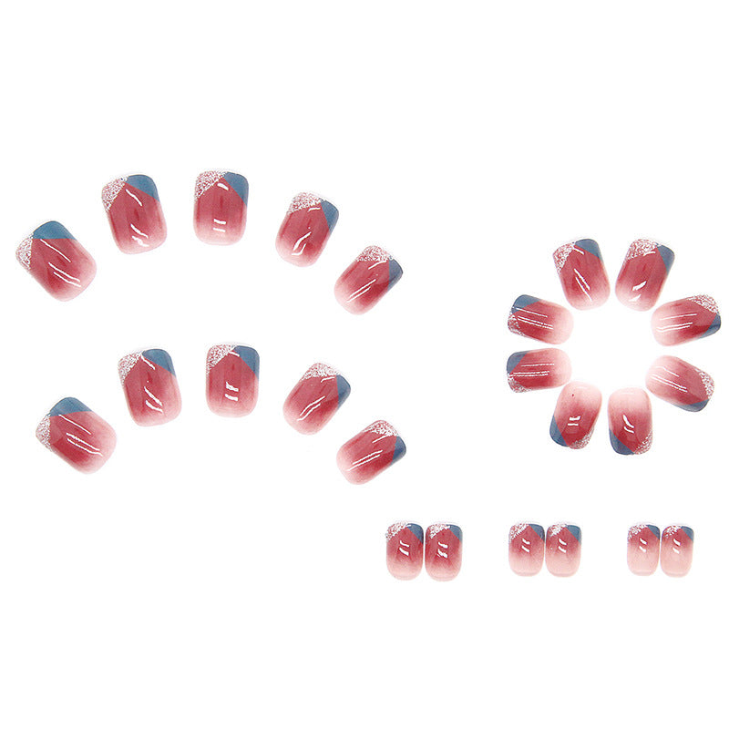 Removable Short Ombre Nails, Mature Bicolor Nail Stickers