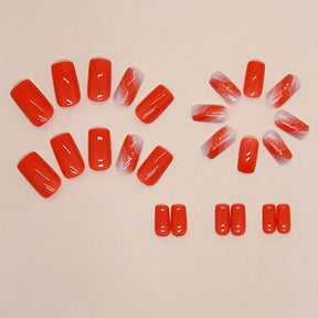 Chic Sequin Nails with Orange-Red Gradient