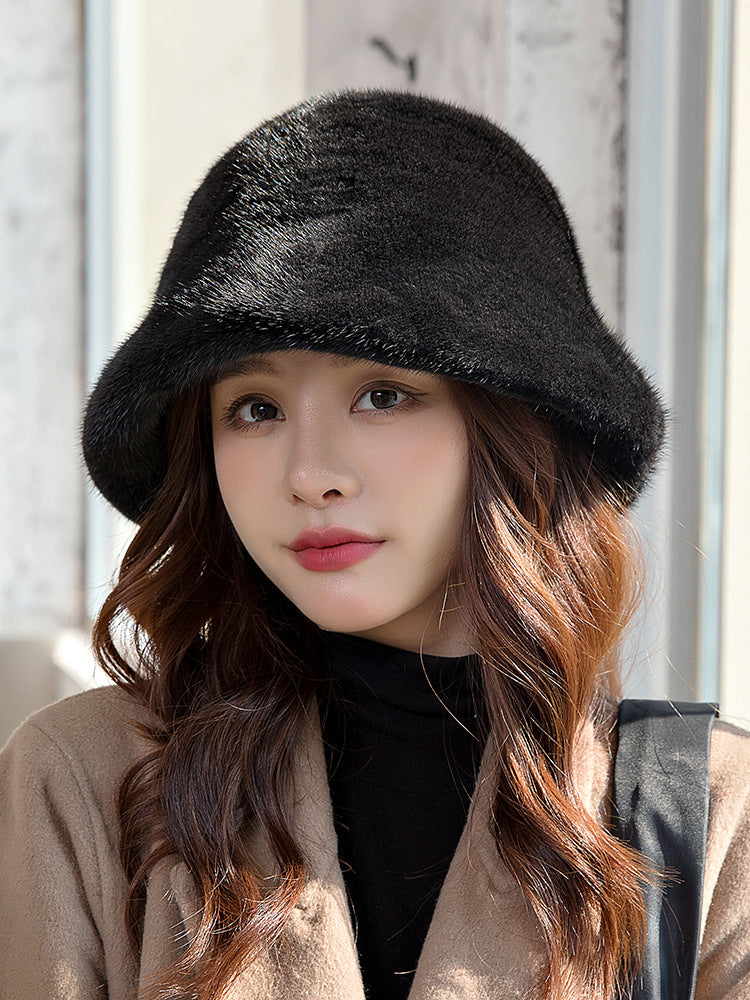 Winter Mink Fur Bucket Hat - Stylish & Warm