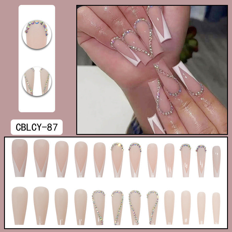 Sparkling Small Diamond French Nails - Removable Heart Design (Wholesale)