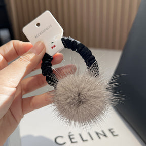 Cute Real Mink Fur Hair Tie Winter Fashion Accessory