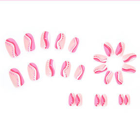 Pink Lady Wavy Dots Round Tip Nail Tips 24-Piece Box