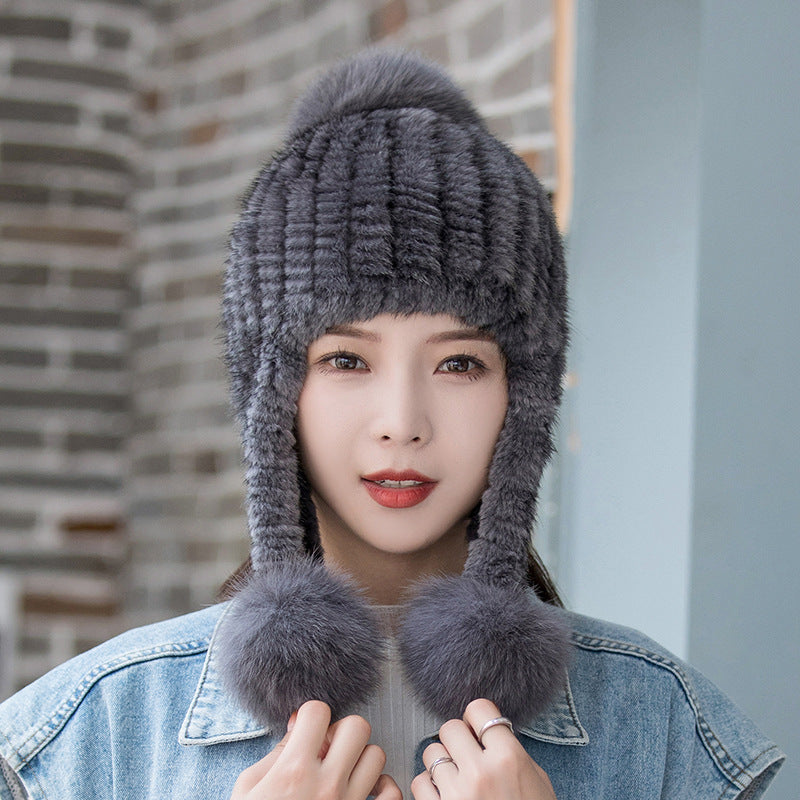 Winter Mink Fur Beret with Rhinestones - Stylish & Warm